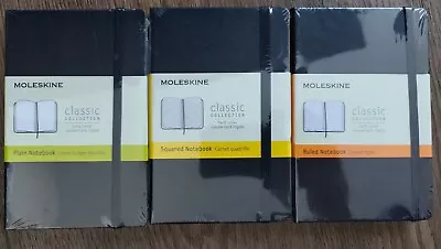 Moleskine Classic Collection Notebook 192 Pages 3 Pc Lot Ruled Square Plain • $34.99