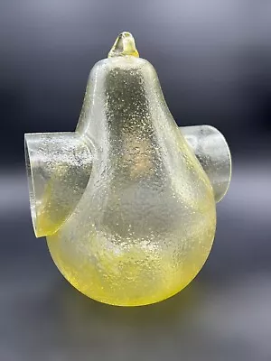 Vintage Yellow Textured Glass Pear Shaped Hanging Bird Feeder • $16.98