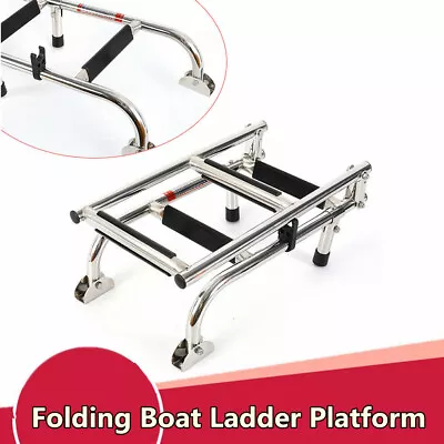 Stainless Steel 3+2 Steps Boat Ladder Telescoping Folding Yacht Folding Ladder • $58