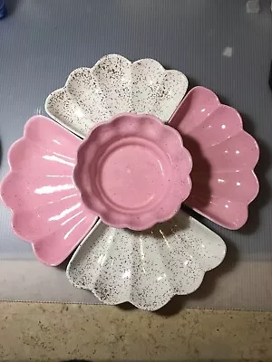 Vintage  California Pottery Pink/cream Chip & Dip Set Veggie/Dip • $20