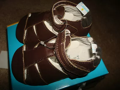 BRAND NEW Ministar Explorer Leather Brown Sandals Toddler Boy  0-6 Months In Box • $13.99