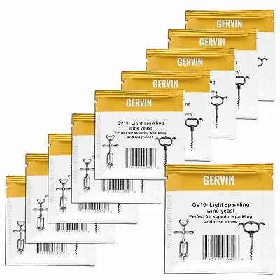 10x Gervin GV10 Wine Yeast 5g Champagne & Dessert Wines 18.5% 5-23L • £20.22