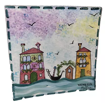 Venice Grand Canal Art Hand Painted 7 X 7  Ceramic Wall Hanging Signed Italy • $14.95