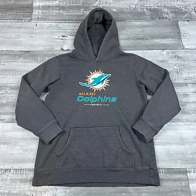 Miami Dolphins Hoodie Medium Gray Pullover Sweatshirt Hooded Pro Line NFL * • $19.95