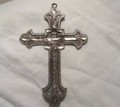 Vintage  Silver Metal Unusual Cross  Pendant • $68