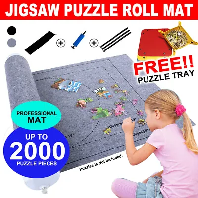 1500/2000PCS Jigsaw Puzzle Roll Up Mat Felt Large Storage Pad Kit Inflator Tool • $15.19