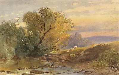 William Henry Pike RBA Dartmoor Landscape With Sheep –C19th-century Watercolour • £78