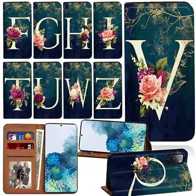 Flower Letters PU Leather Phone Cover Case - For Samsung Galaxy S21 S22/A Series • £4.45