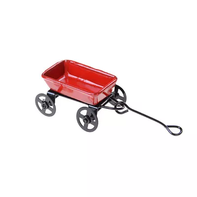 Dollhouse Miniature Red Trolleys 1:12 Scale Garden Metal Wheelbarrow Accessories • $8.99