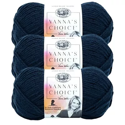 (3 Pack) Lion Brand Yarn 860-110 Vanna's Choice Yarn Navy • $15.35