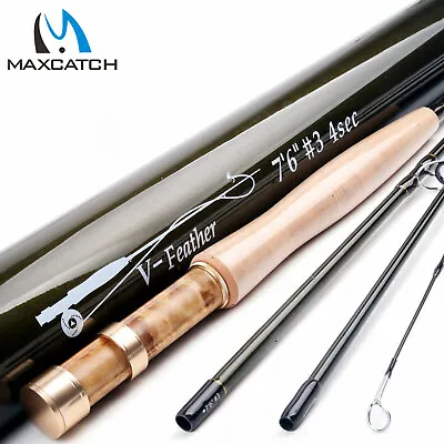 Maxcatch 1/2/3wt Fly Fishing Rod 6'/6'6 /7'6  Graphite IM10 Medium Fast Action • $91