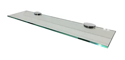 Clear Glass Floating Wall Mounted Bathroom Shelf With Chrome Brackets 50 X 12cm • £168.45