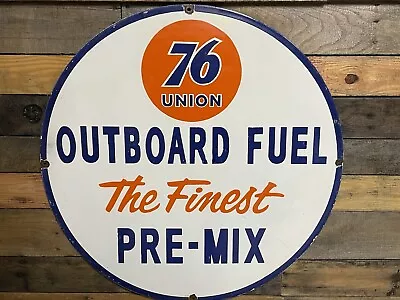 30  Vintage 76 Union Porcelain Sign Outboard Fuel Sales Service Car Boat Gas Oil • $675