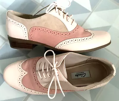 £24.99 • Buy Clarks Hamble Oak Pink & Cream Leather Cushion Plus Lace-up Brogues Shoes 5 D 38