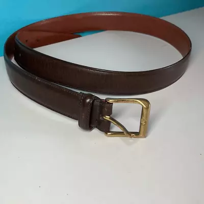 Coach Brown Leather Belt Mens Size 36 Brass Buckle 1.25” Strap • $50