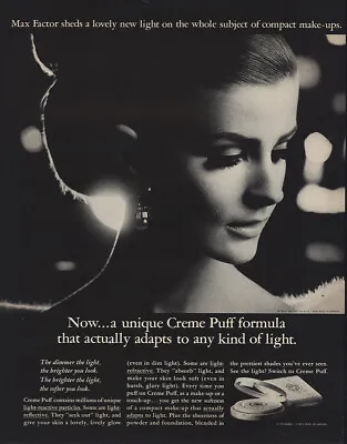 1966 Max Factor: Creme Puff Formula Vintage Print Ad • $8.75