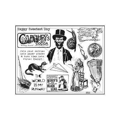 Unmounted/Uncut Rubber Stamp Sheet Old Time Vintage Steampunk Victorian Ads • $22.95
