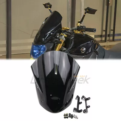 Windshield Windscreen With Bracket Bolt For Yamaha MT-09 FZ-09 2013-2016 Black • $56.99