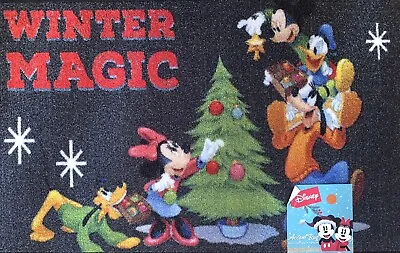 Disney “Winter Magic” Mickey Mouse Minnie Mouse Christmas Tree Mat Rug 20”x32” • $26.34