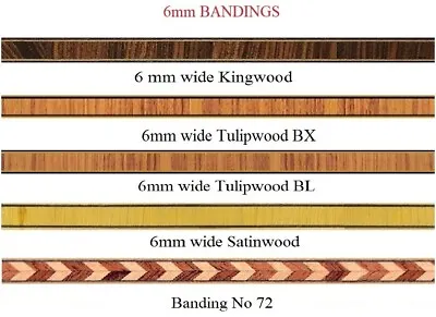 6mm Wide Wood Inlay Banding Finishing Inlay Strip Wood Veneer Borders • £11.07