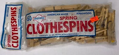 50 Vintage Forster Grip-Rite Wood Spring Clothespins USA New Old Stock Unopened • $24.99