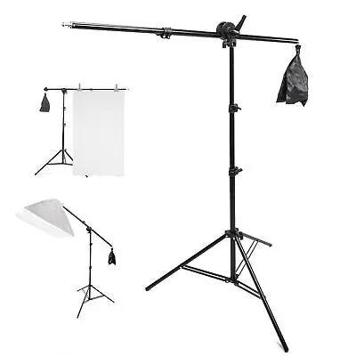 Photo Studio 200cm Light Stand With 140cm Extension Boom Arm And Single Clamp UK • £28.99
