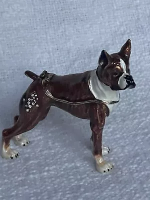 Jeweled  Boxer Dog Trinket Box. Hand Made With Enamel Swarovski Crystal Ciel • $44.99