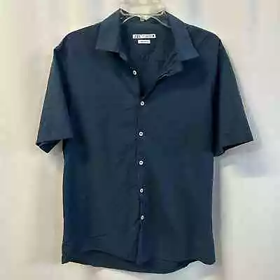 Zara Regular Fit Blue Waffle Texture Short Sleeve Button Down XL  • $24.99