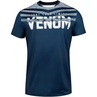 Venum Shirt Blue Rashguard Performance Logo Fighting Limits Spirit M ECNR Boxing • $12.95