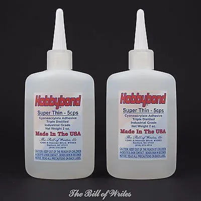 THIN - Regular Hobbybond CA -  Super Glue  - Cyanoacrylate (TWO) - 2 Oz Bottles  • $17.49