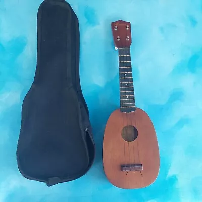 Vintage Pineapple Shape Koa Wood Hawaiian Made Ukulele SOPRANO(?) W/ CASE • $250