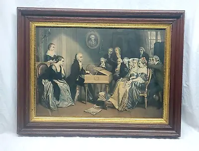 Antique 19th Century Mozart A Vienne Lovely Framed Lithograph Print 28x21  • $149.99