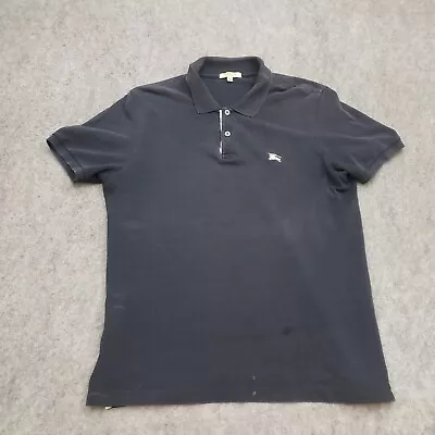 Burberry London Polo Shirt Mens Large Black White Short Sleeve Rugby Adult L * • $31.19