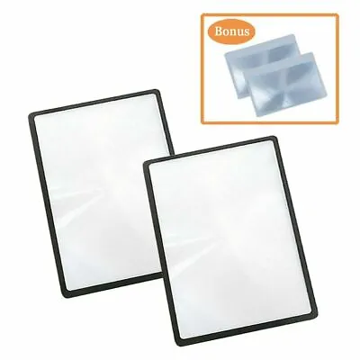 Magnifying Sheet 3X~4X PVC Page Magnifier Reading Aid + 2 Bonus Fresnel Lens • $9.99