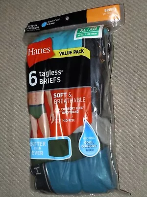 Hanes Men's 6-Pack Brief Underwear MidRise Tagless Wicking Comfort Flex Waist XL • $16.95