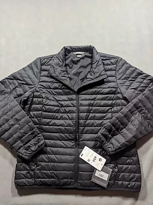 Eddie Bauer Jacket Womens Large Black Microlight 650 Down Puffer Coat Packable  • $59.49