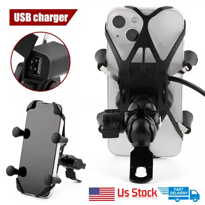 Motorcycle Mirror Bracket GPS Phone Holder W/ USB Charger Port For Suzuki GSXR • $12.99