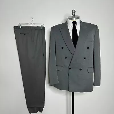 Jean Pierre Double Breast Suit Mens Solid Gray 48L 40W • $69.99
