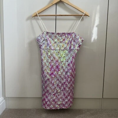 £0.99 • Buy Pink Silver White Sequin Embellished Mini TOPSHOP Size 6 Petite Barbie Costume