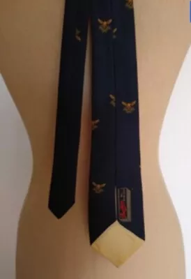 Vintage Austrailian Royal Air Force Silk Skinny Necktie. Navy Blue Mad Men Style • $16