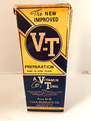 Patent Medicine V-T B1 Preparation Bottle And Box Vintage New Old Stock 1930s • $16.75