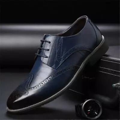 Mens Fashion Brogues Smart Formal Office Casual Lace Up Oxford Brogue Shoes Size • £23.99