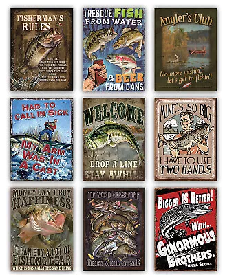 £4.99 • Buy Fishing Angling Metal Garage Signs Garden Bar Mancave Shed
