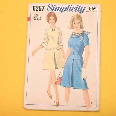 Vintage 1960s Simplicity One Piece Dress Sewing Pattern - 6267 - Bust 36 - UC FF • $10.20