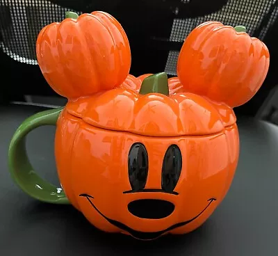 Disney Mickey Mouse Jack-O-Lantern Halloween Soup Mug W/Spoon • $10