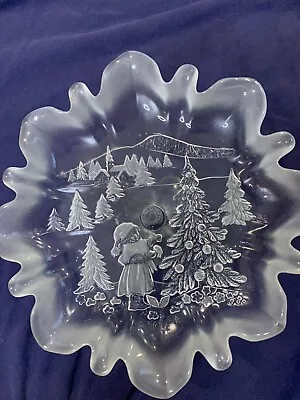 Mikasa Footed Pedestal Bon Bon Plate Dish Christmas Story Etched Frosted Fluted • $16