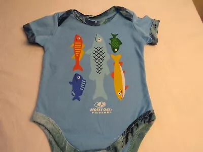 Mossy Oak Fishing Bodysuit 3-6 Months Multicolor Fish • $8.99