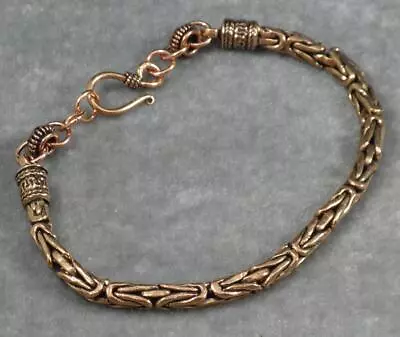 Solid Copper Byzantine Borobudur Chain Bracelet 10  9  Inside Mens Womens XLarge • $39