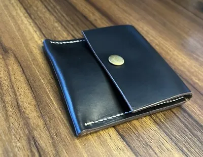 Handmade Black Horween CXL Minimalist Slim Leather Wallet • $30