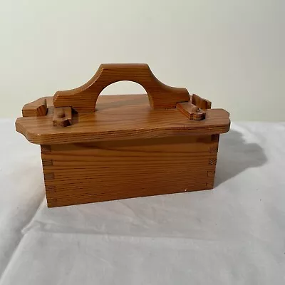 Vintage Tine Box Locking Lid-Natural Wood Norwegian Folk Art-Handmade • $50